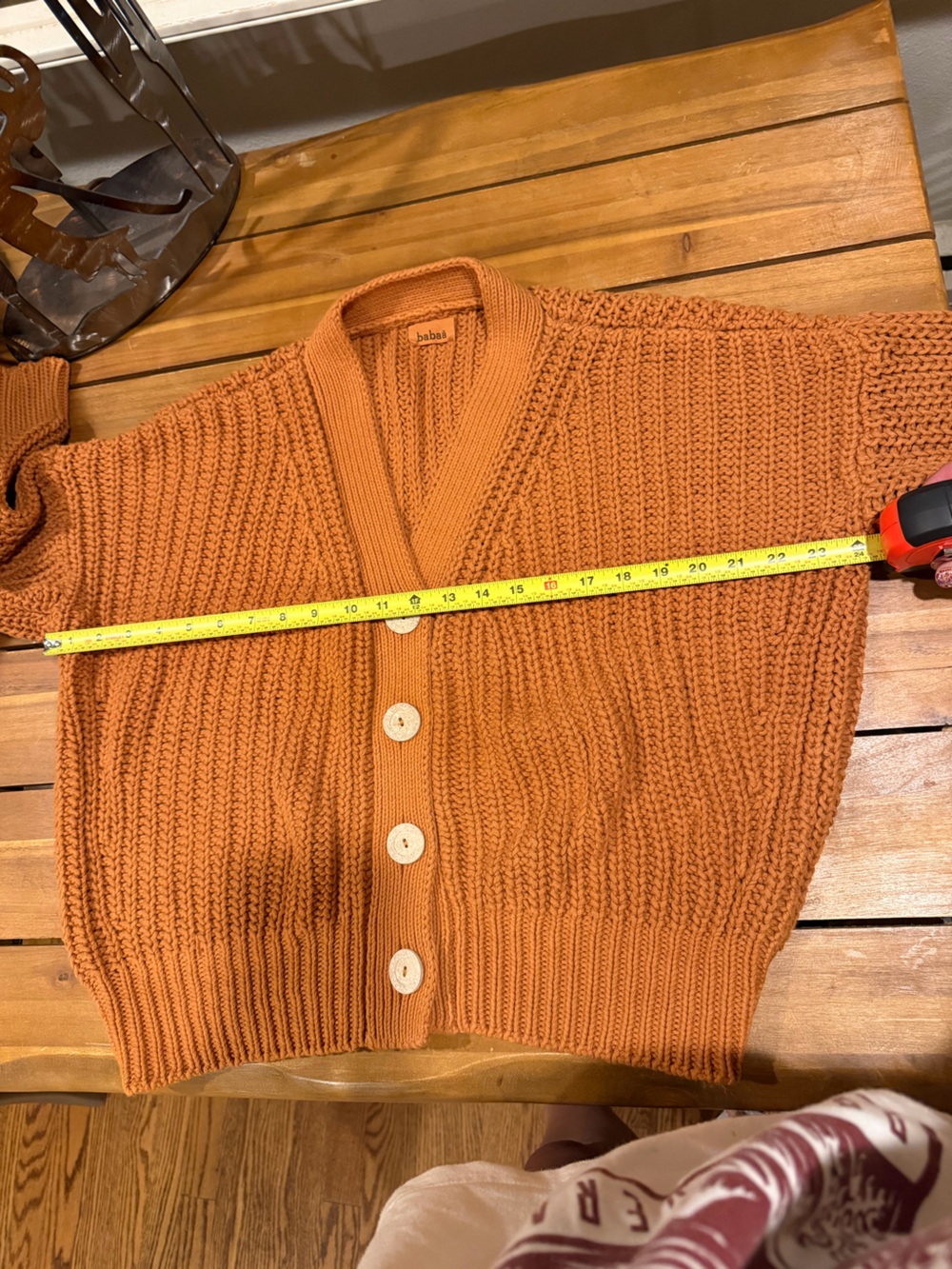Babaa Chunky Knit Cardigan in Burnt Orange EUC - Picture 9 of 9